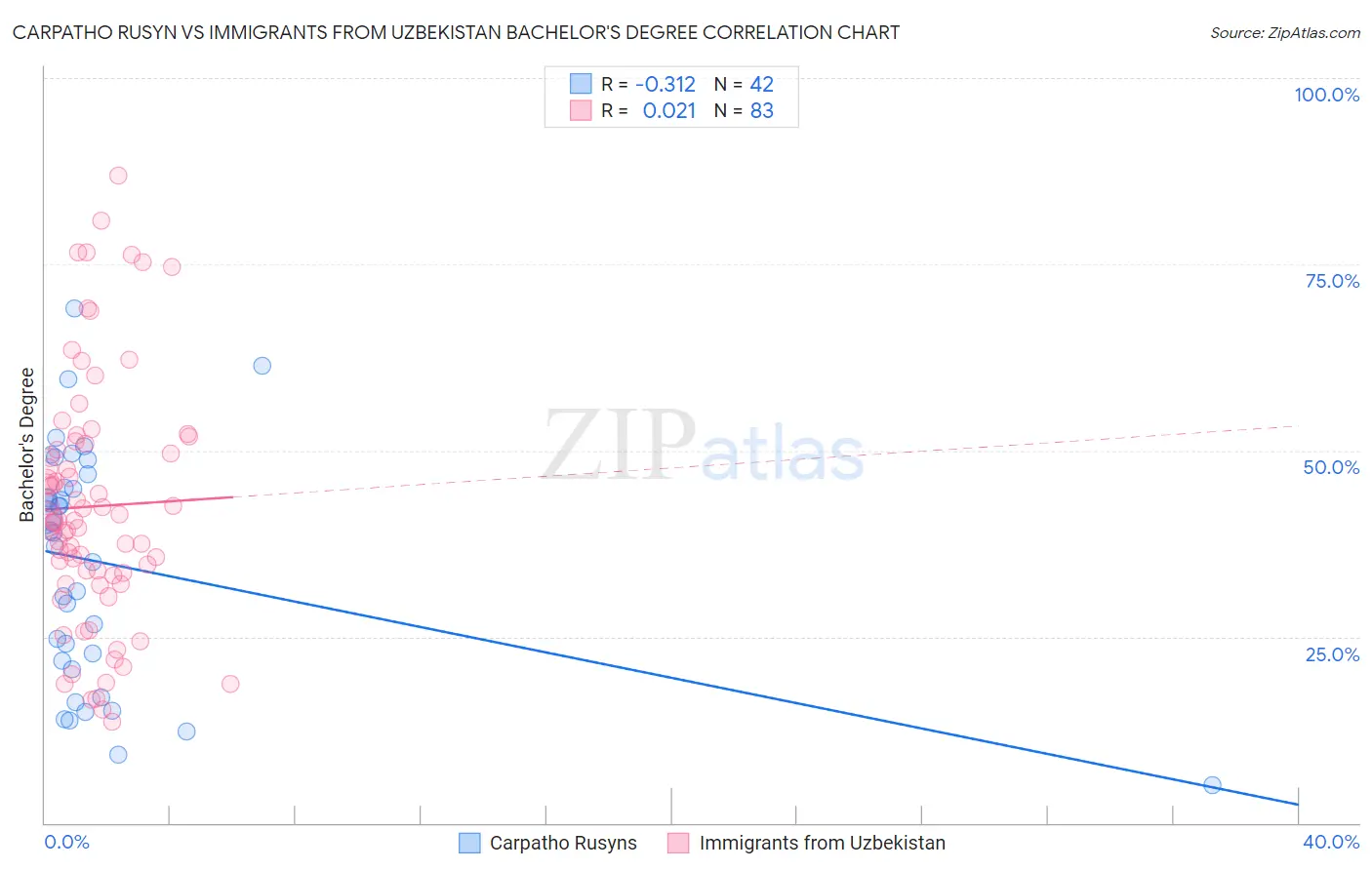 Carpatho Rusyn vs Immigrants from Uzbekistan Bachelor's Degree