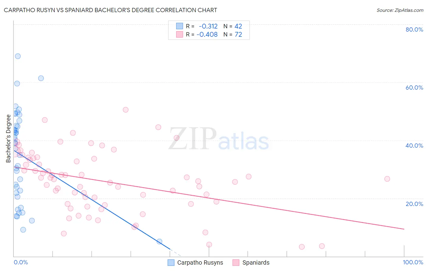 Carpatho Rusyn vs Spaniard Bachelor's Degree