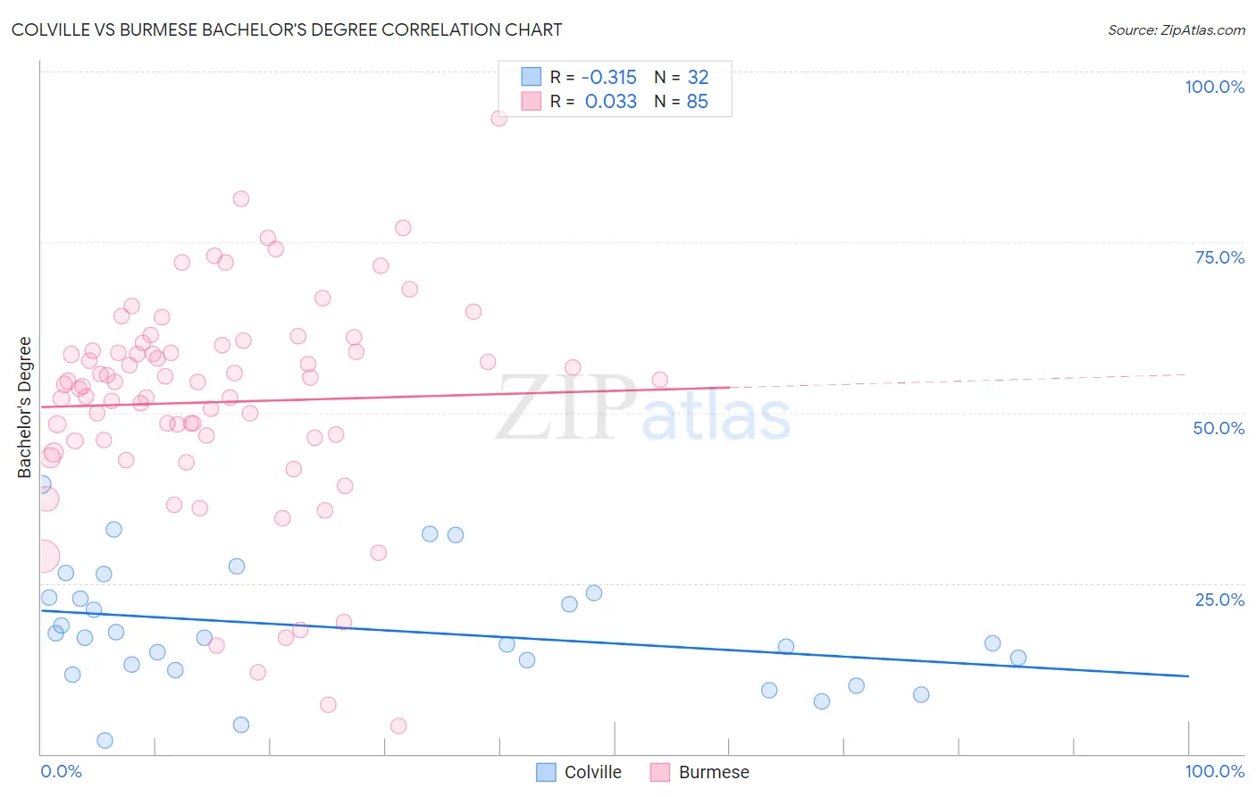 Colville vs Burmese Bachelor's Degree