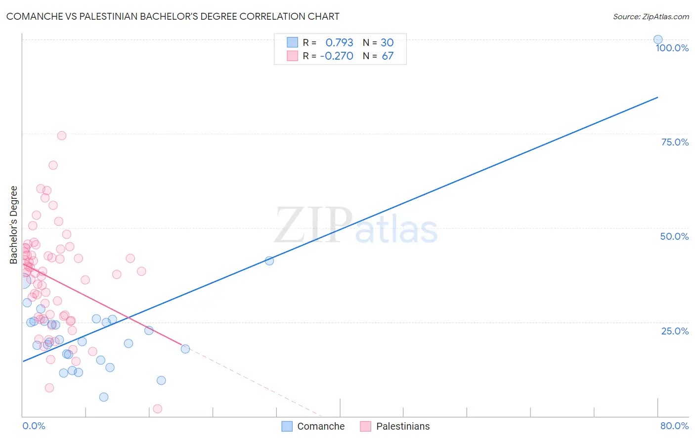 Comanche vs Palestinian Bachelor's Degree