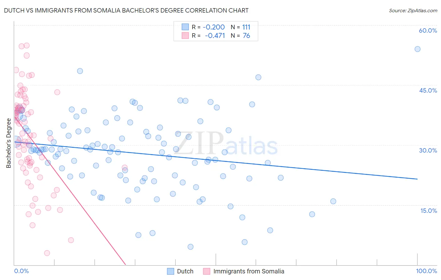 Dutch vs Immigrants from Somalia Bachelor's Degree
