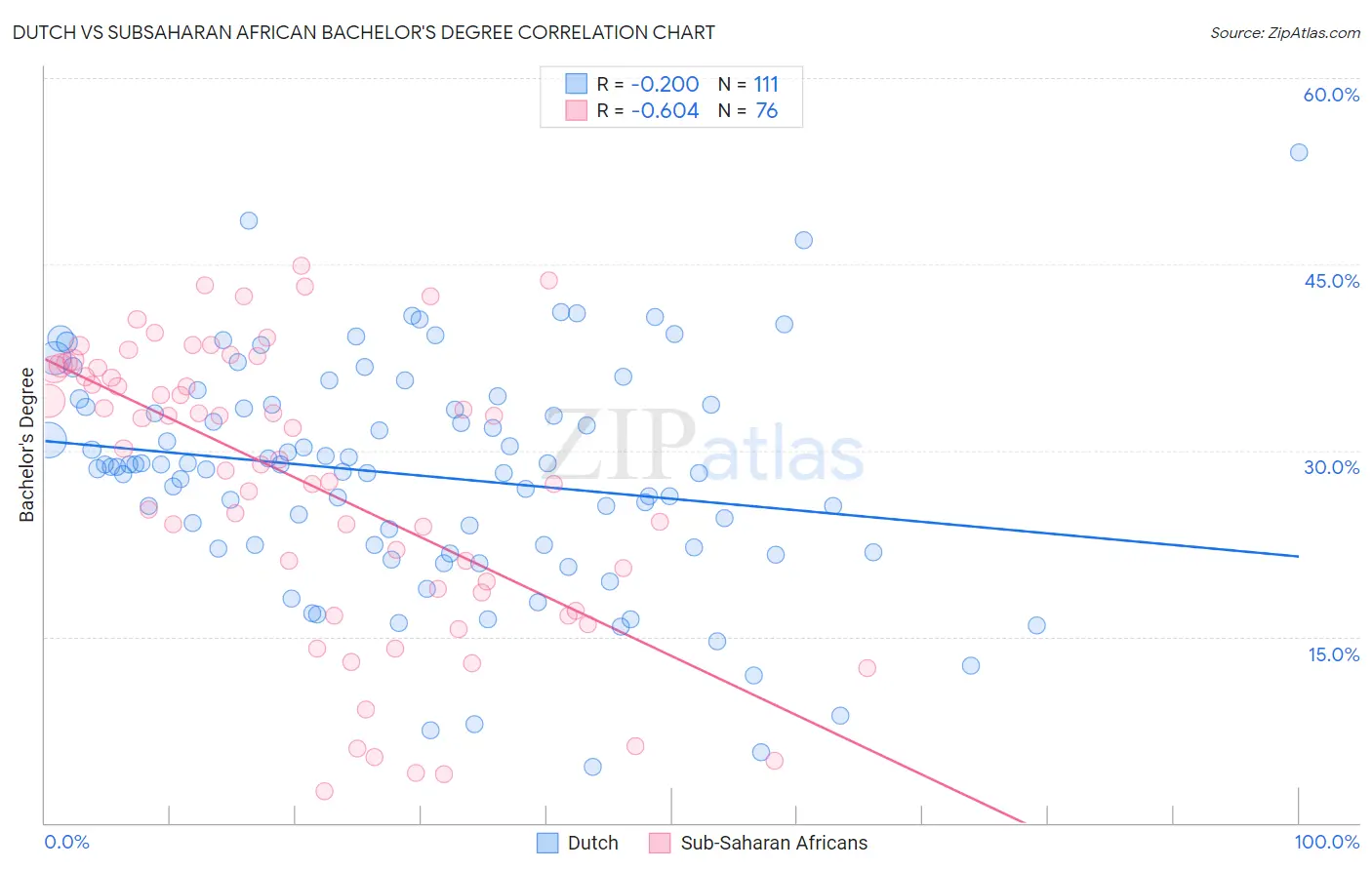 Dutch vs Subsaharan African Bachelor's Degree