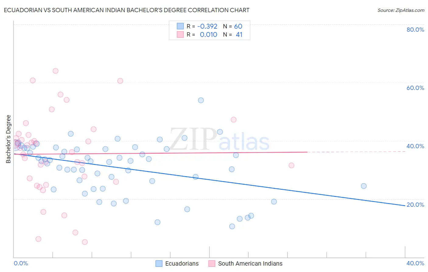 Ecuadorian vs South American Indian Bachelor's Degree