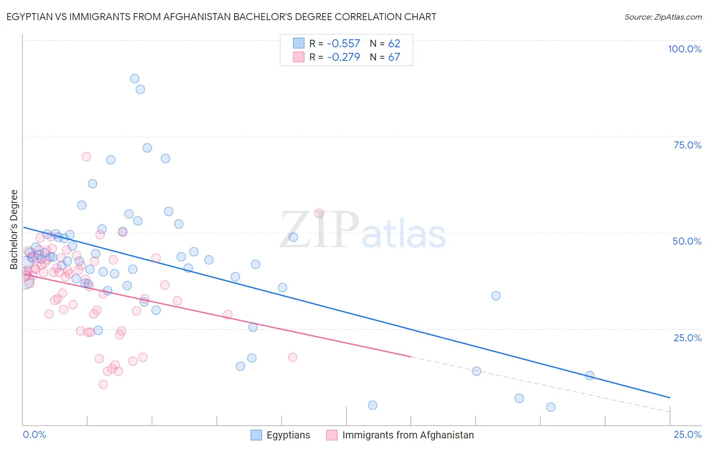 Egyptian vs Immigrants from Afghanistan Bachelor's Degree