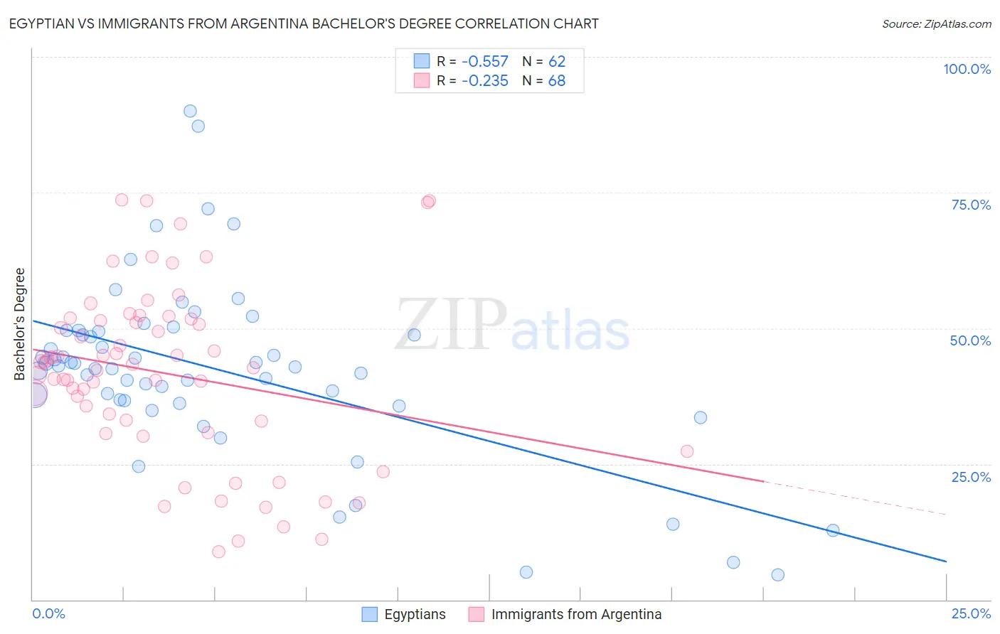 Egyptian vs Immigrants from Argentina Bachelor's Degree