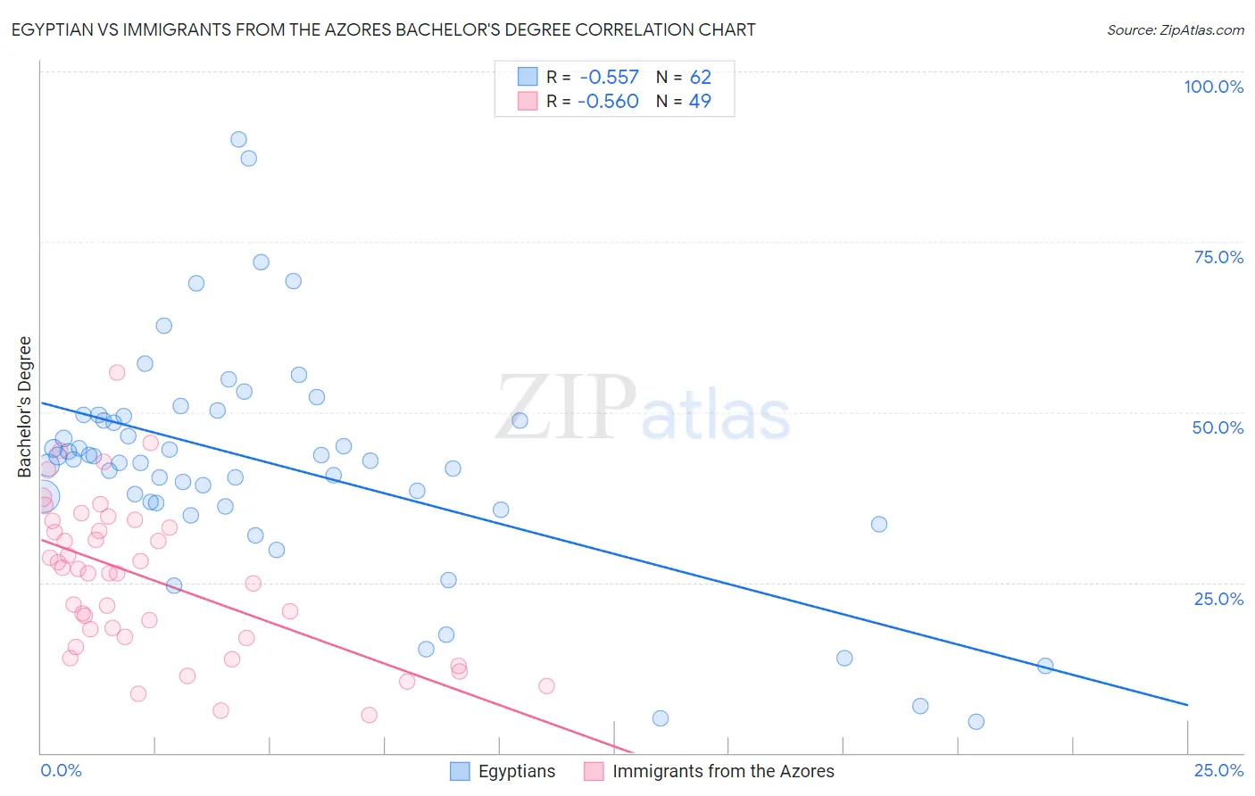 Egyptian vs Immigrants from the Azores Bachelor's Degree