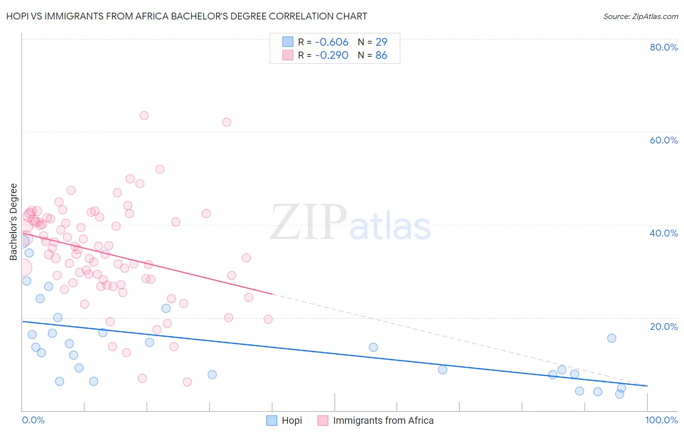Hopi vs Immigrants from Africa Bachelor's Degree