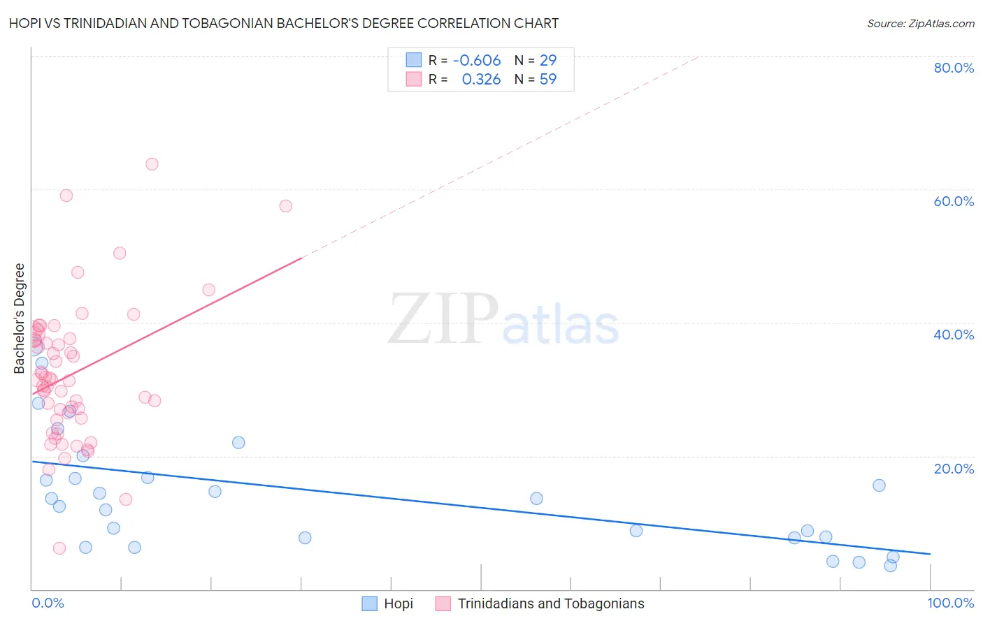 Hopi vs Trinidadian and Tobagonian Bachelor's Degree