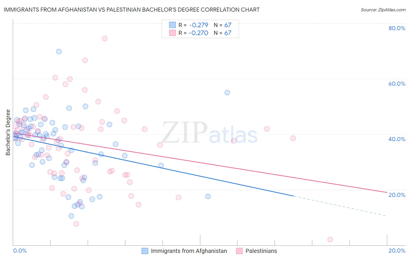 Immigrants from Afghanistan vs Palestinian Bachelor's Degree