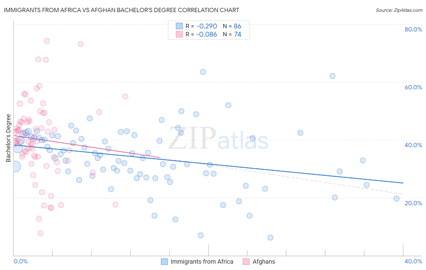 Immigrants from Africa vs Afghan Bachelor's Degree