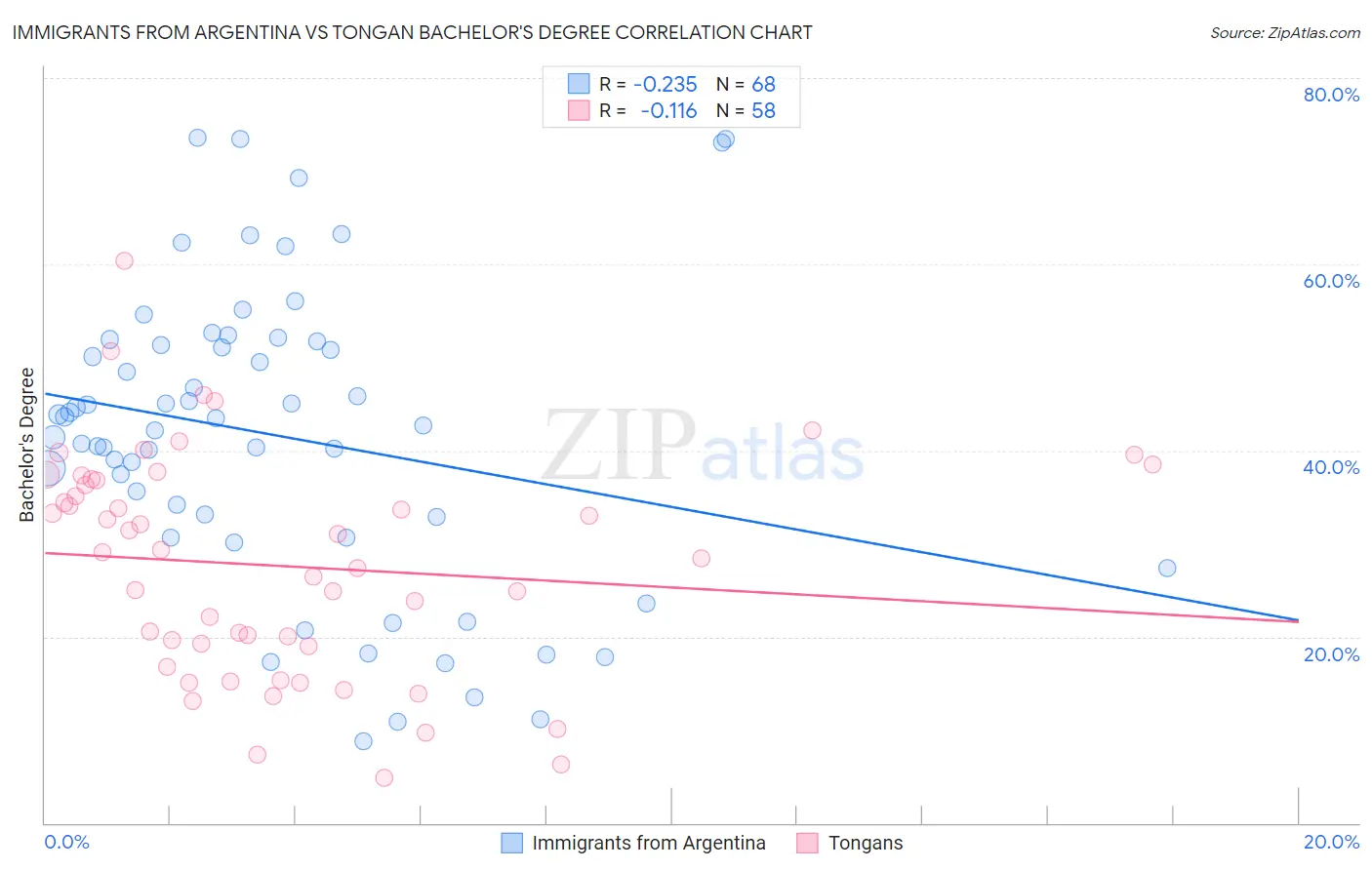 Immigrants from Argentina vs Tongan Bachelor's Degree
