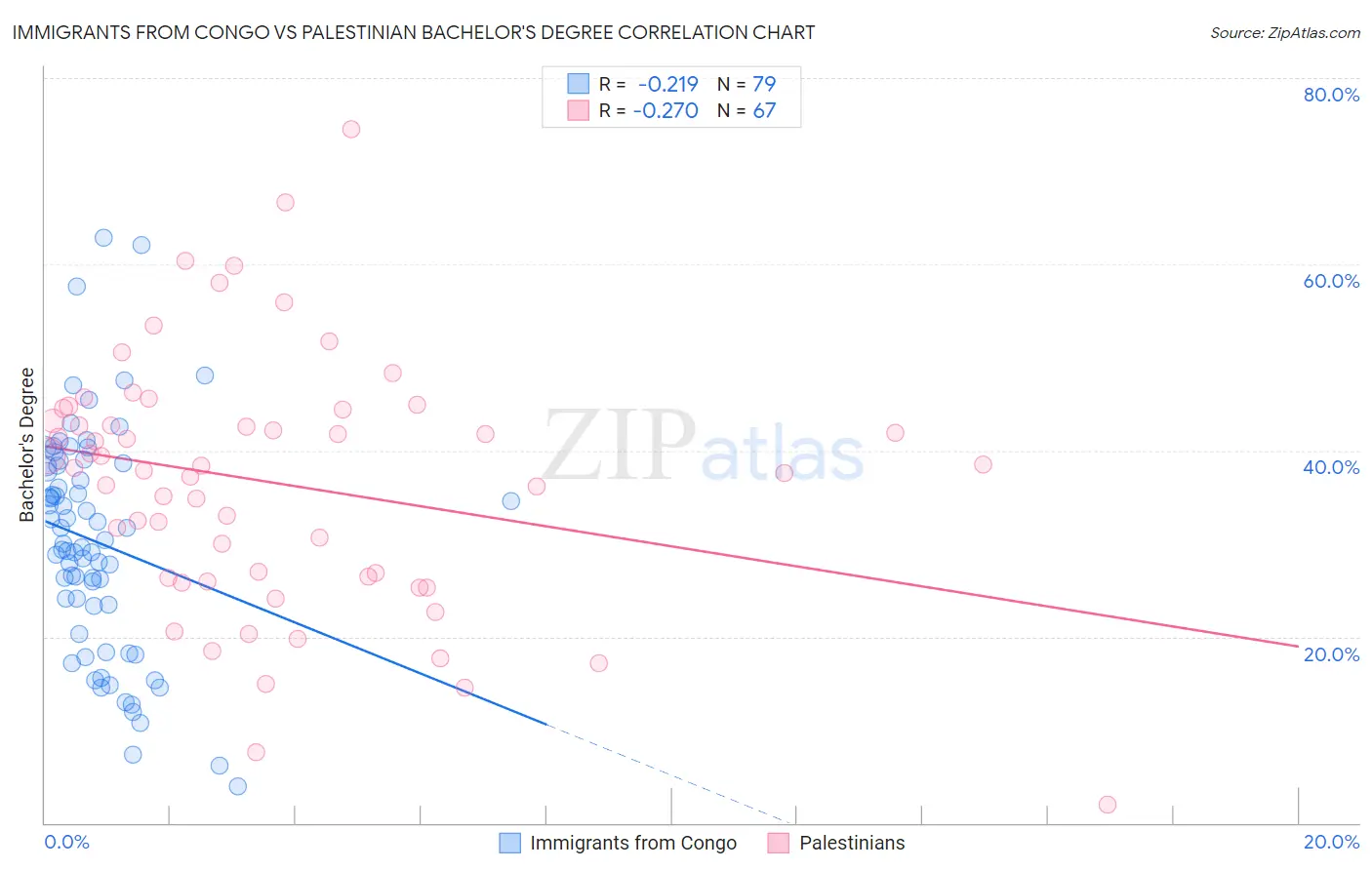 Immigrants from Congo vs Palestinian Bachelor's Degree