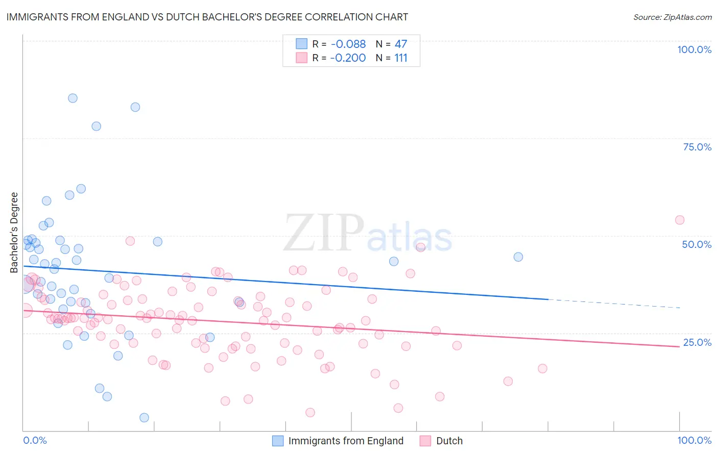 Immigrants from England vs Dutch Bachelor's Degree