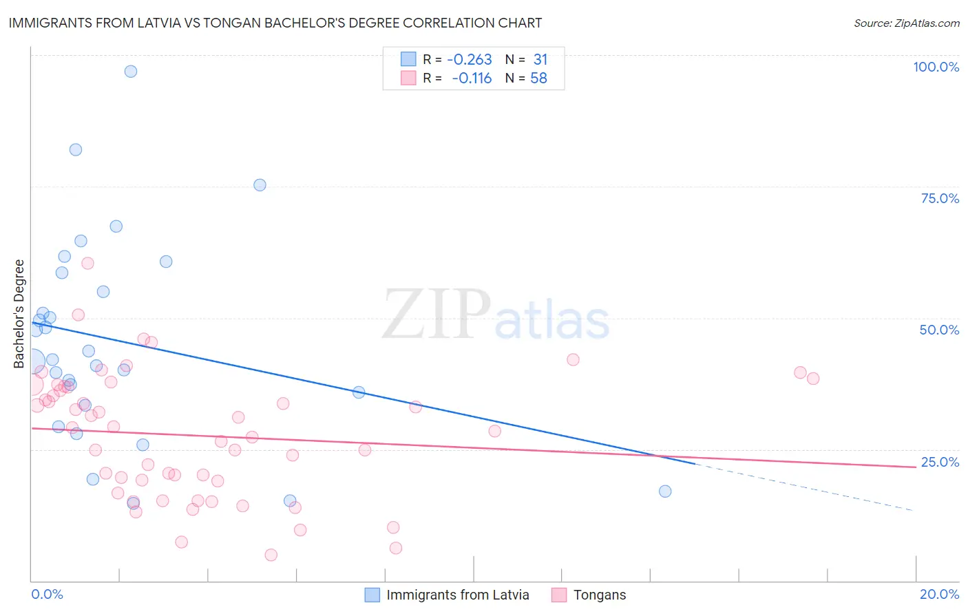 Immigrants from Latvia vs Tongan Bachelor's Degree