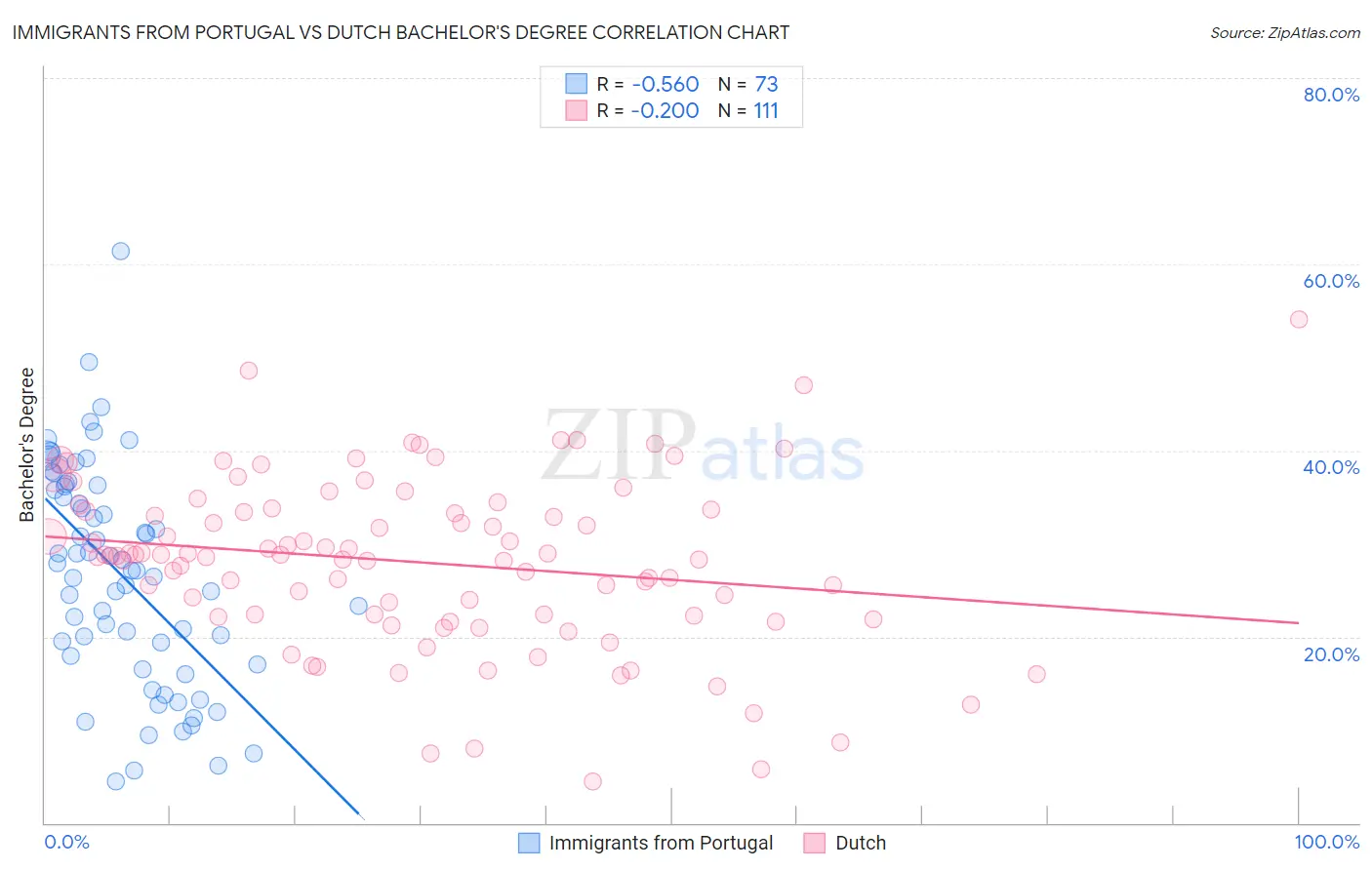 Immigrants from Portugal vs Dutch Bachelor's Degree