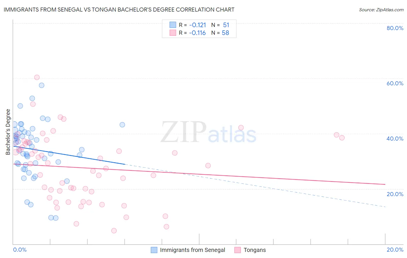 Immigrants from Senegal vs Tongan Bachelor's Degree
