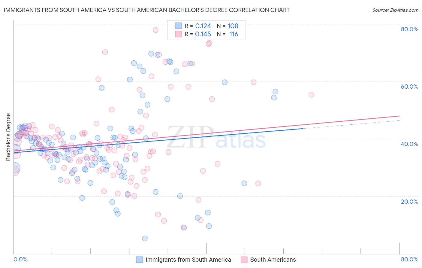 Immigrants from South America vs South American Bachelor's Degree