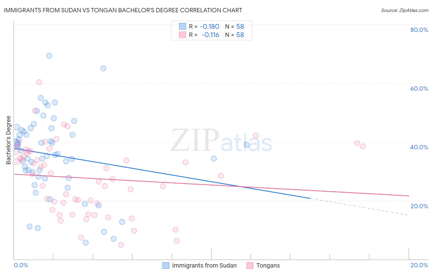 Immigrants from Sudan vs Tongan Bachelor's Degree