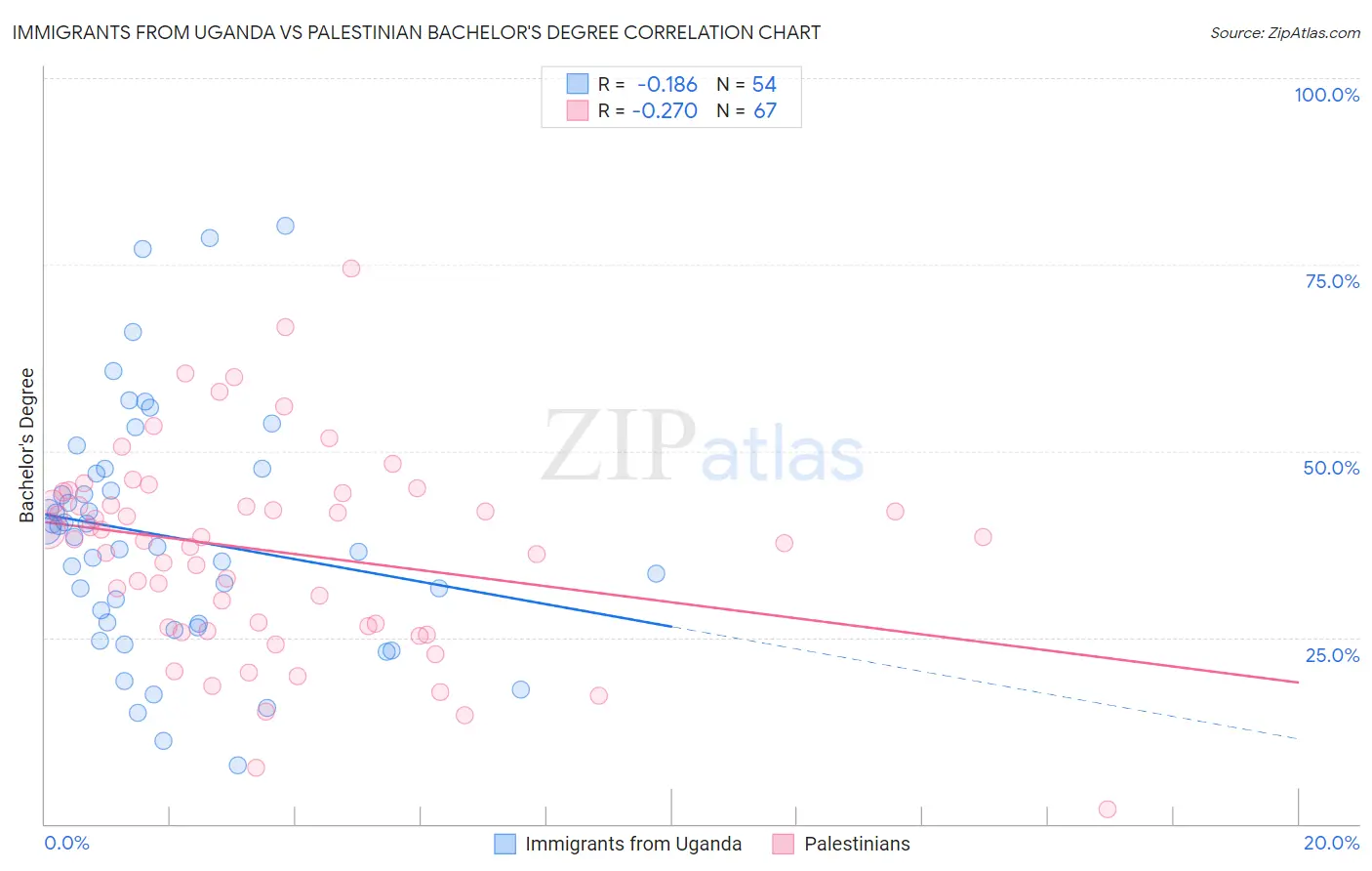 Immigrants from Uganda vs Palestinian Bachelor's Degree