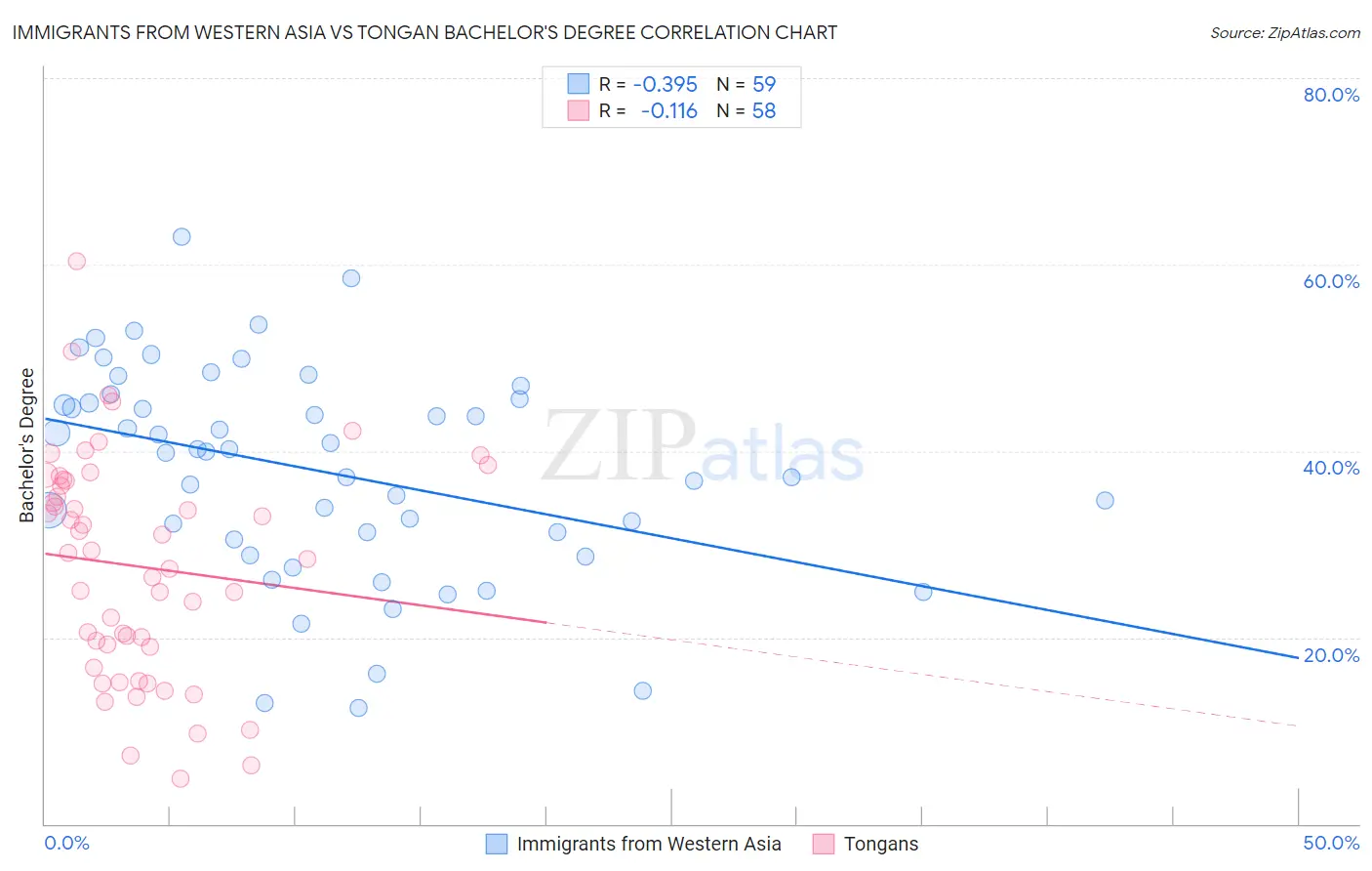 Immigrants from Western Asia vs Tongan Bachelor's Degree