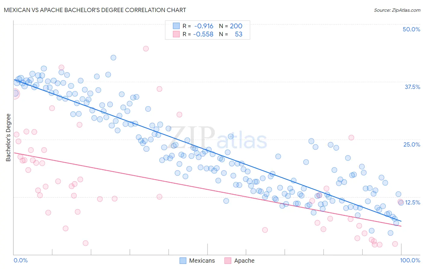 Mexican vs Apache Bachelor's Degree
