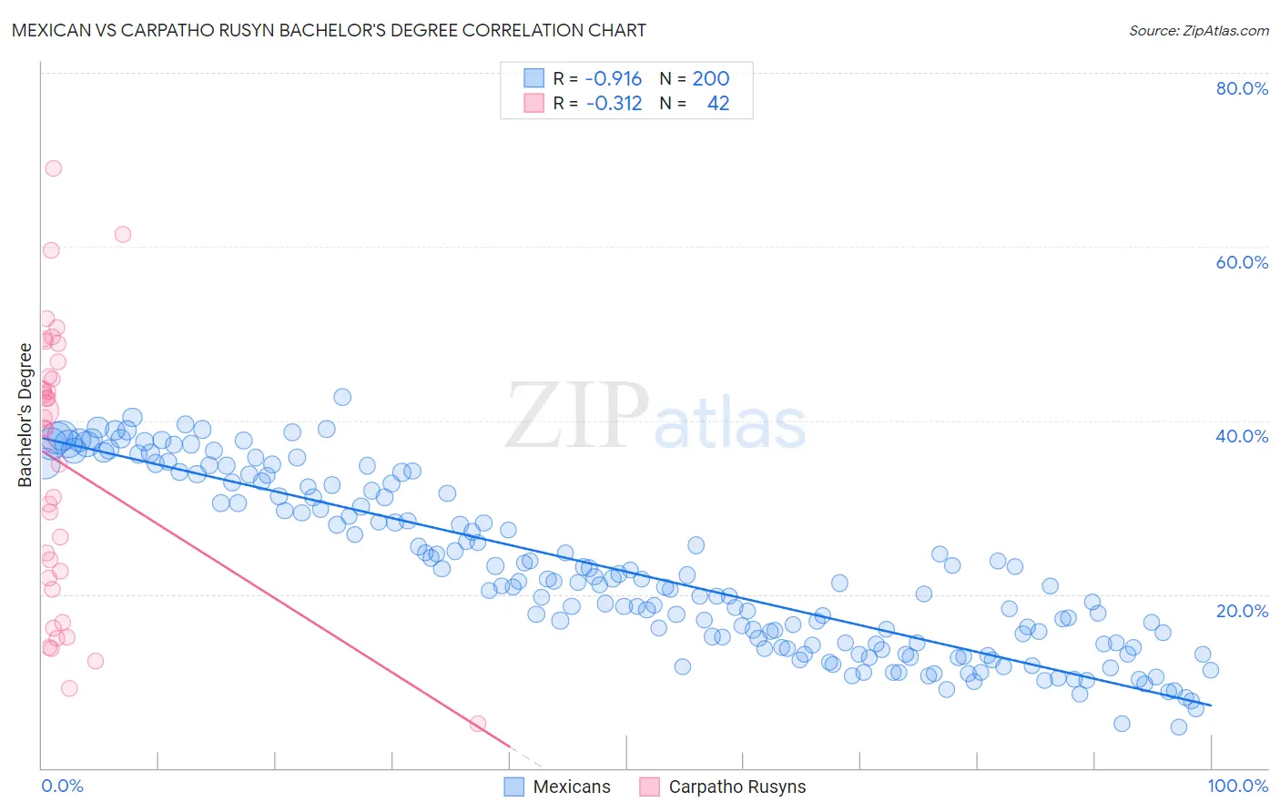 Mexican vs Carpatho Rusyn Bachelor's Degree