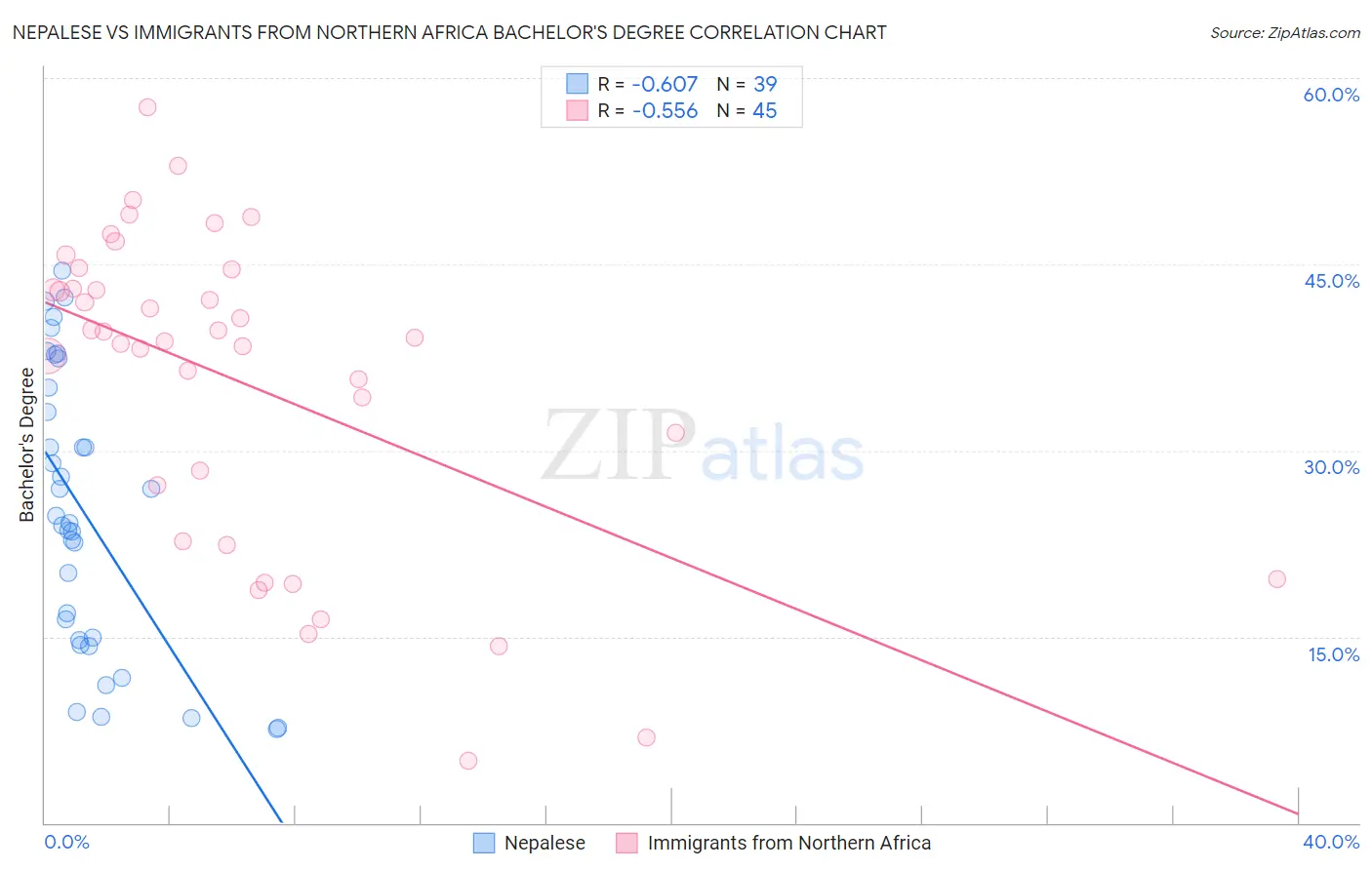 Nepalese vs Immigrants from Northern Africa Bachelor's Degree