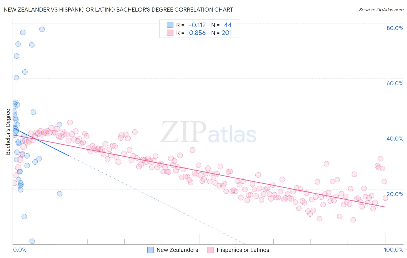 New Zealander vs Hispanic or Latino Bachelor's Degree