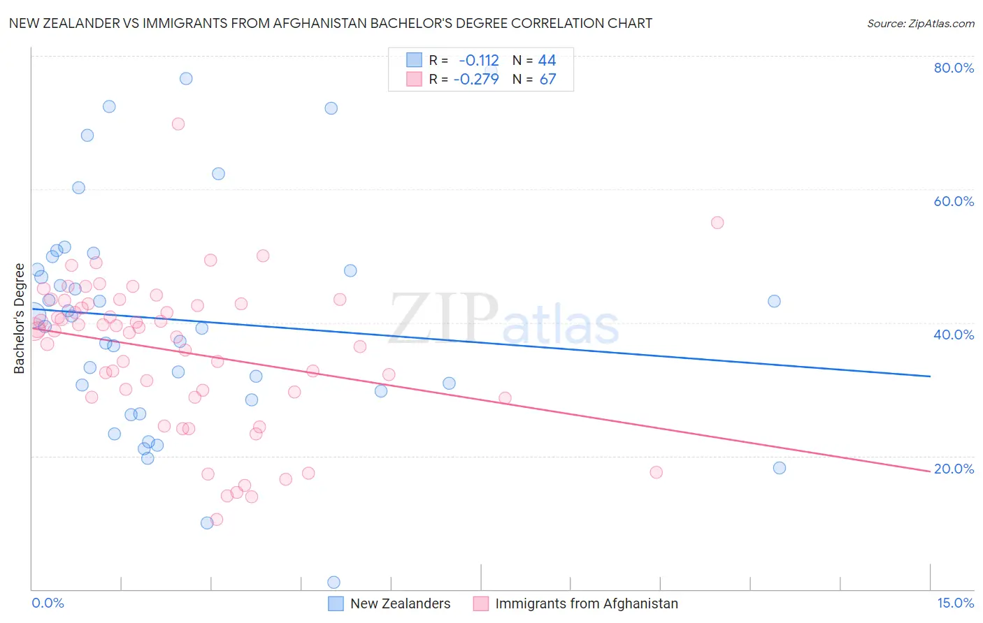 New Zealander vs Immigrants from Afghanistan Bachelor's Degree