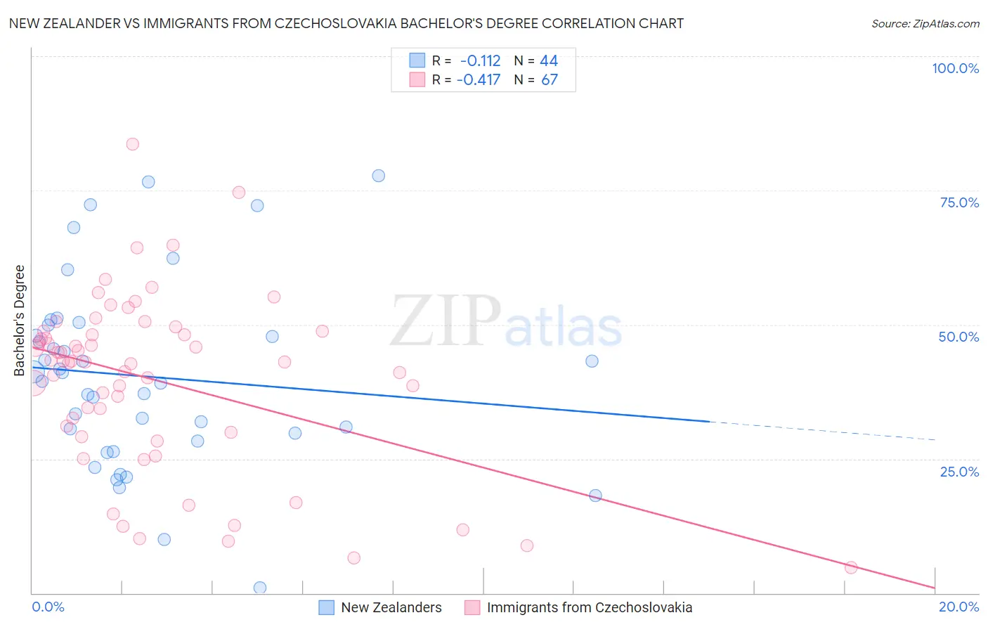 New Zealander vs Immigrants from Czechoslovakia Bachelor's Degree