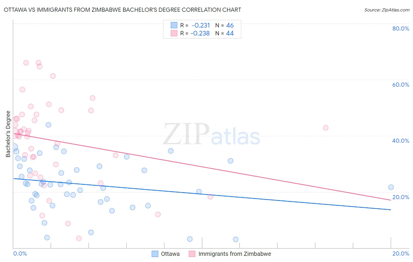 Ottawa vs Immigrants from Zimbabwe Bachelor's Degree