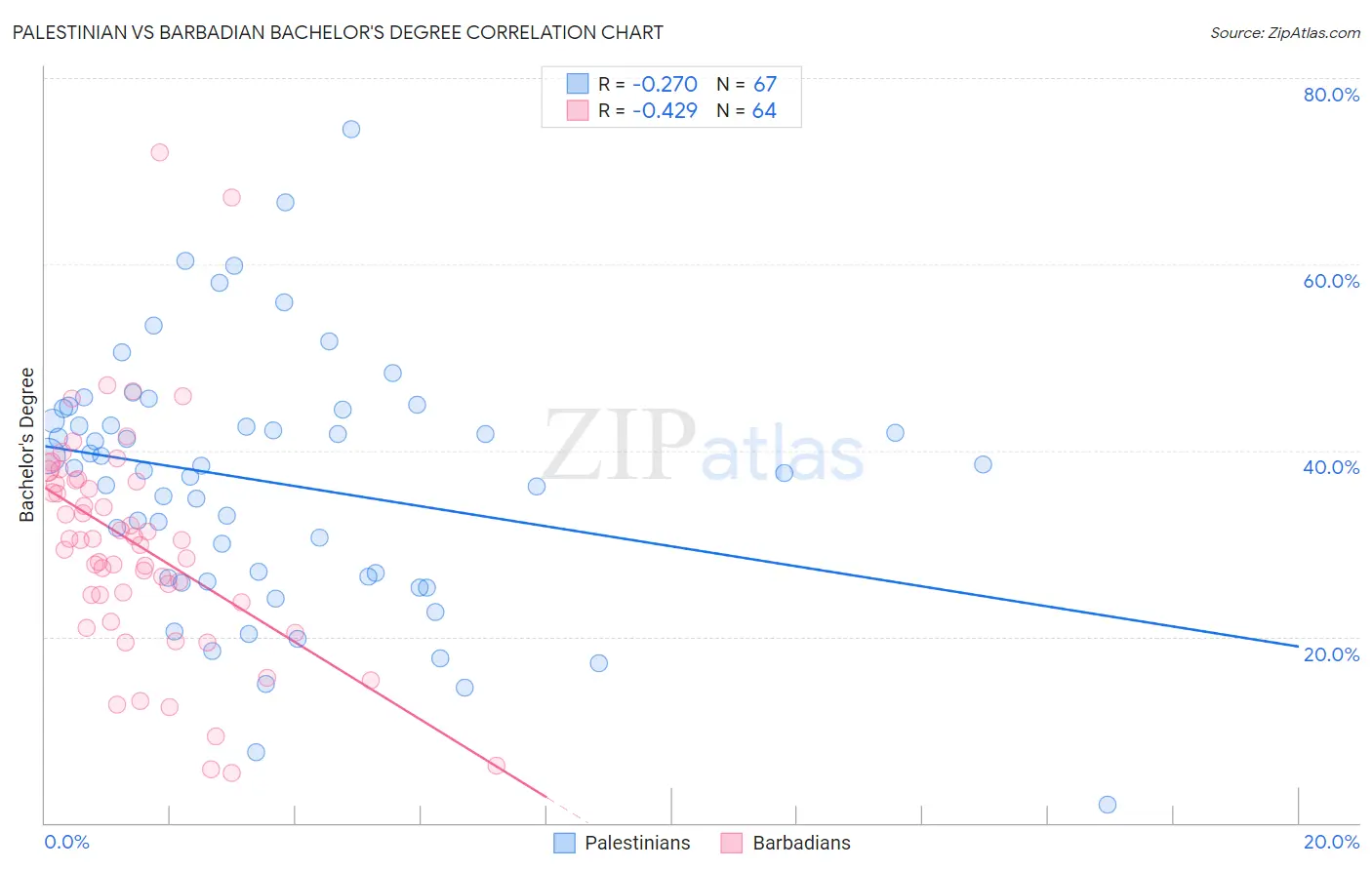 Palestinian vs Barbadian Bachelor's Degree