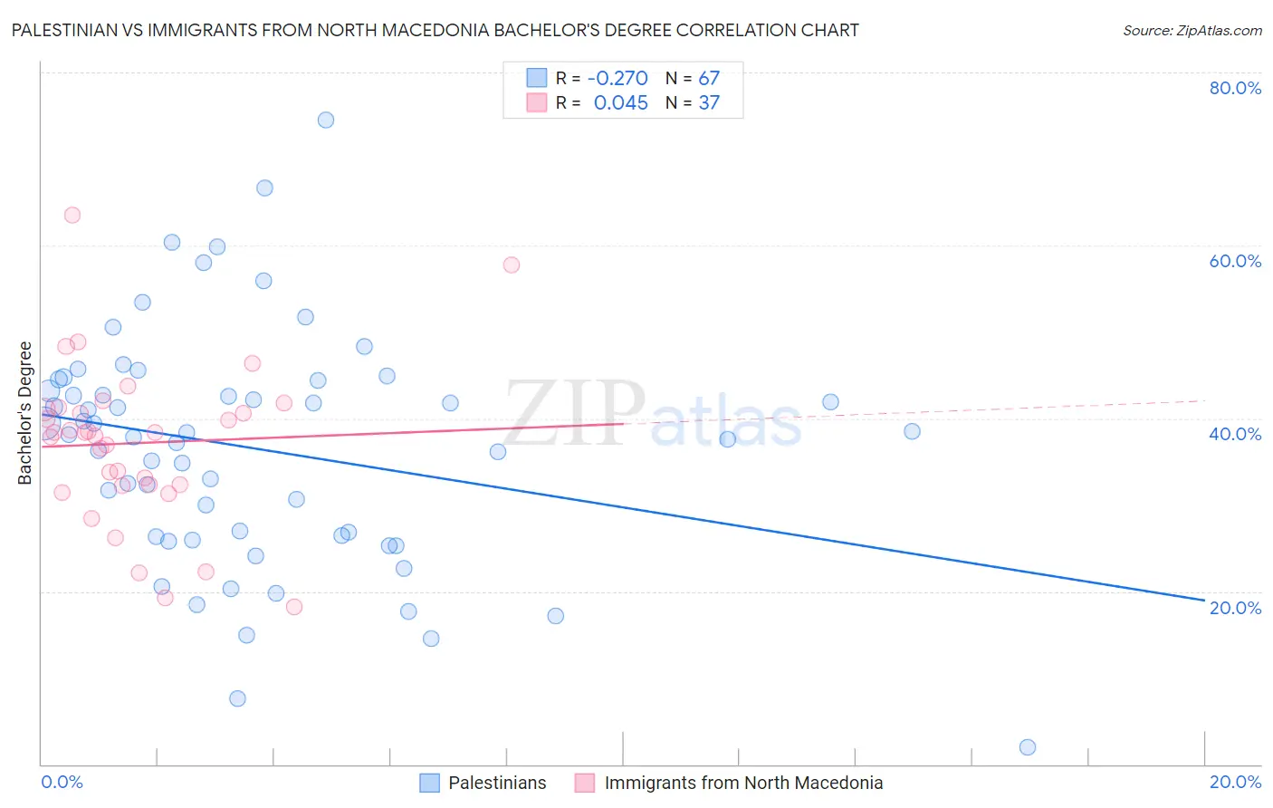 Palestinian vs Immigrants from North Macedonia Bachelor's Degree