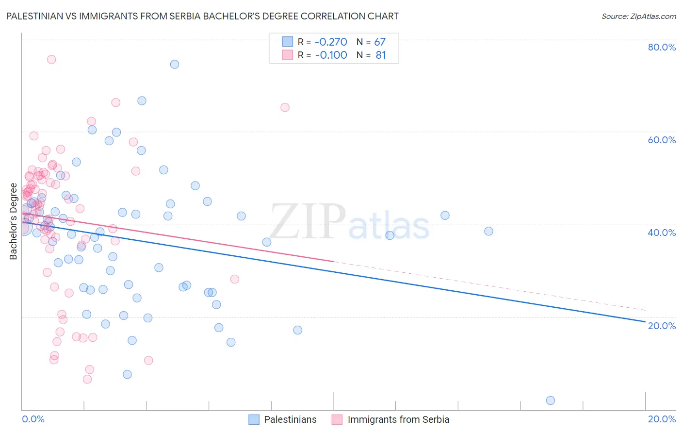 Palestinian vs Immigrants from Serbia Bachelor's Degree