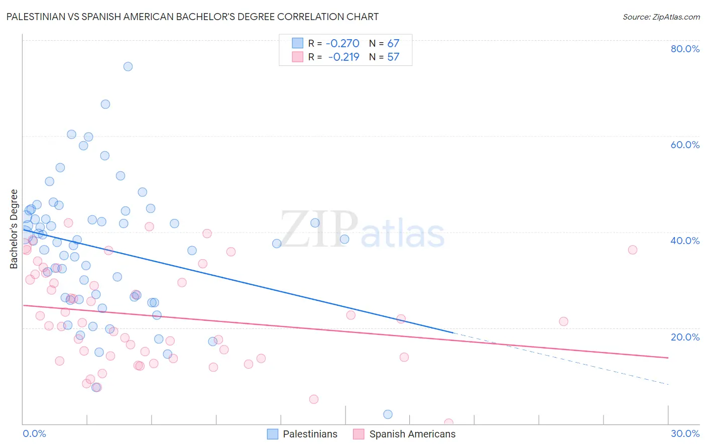 Palestinian vs Spanish American Bachelor's Degree