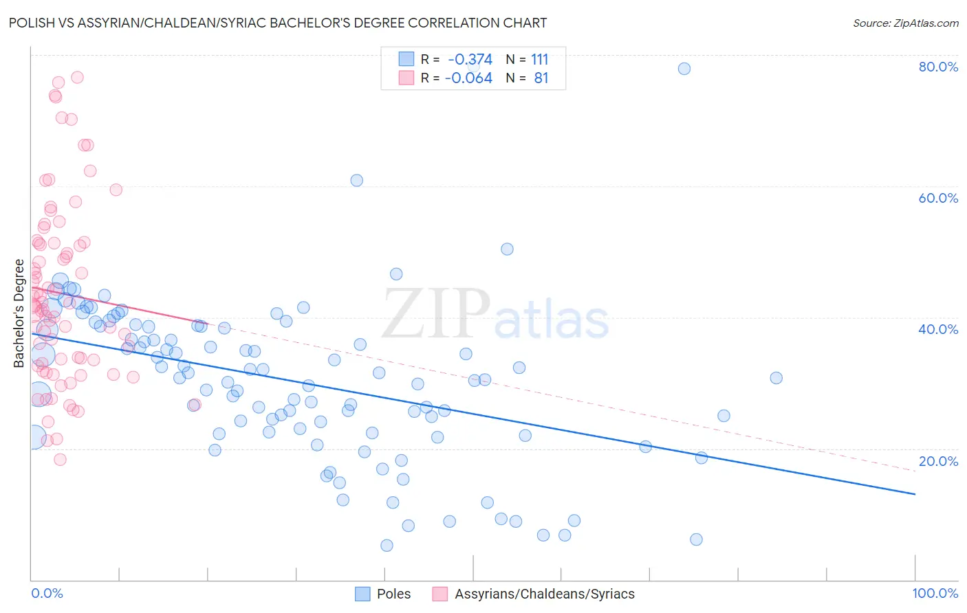 Polish vs Assyrian/Chaldean/Syriac Bachelor's Degree