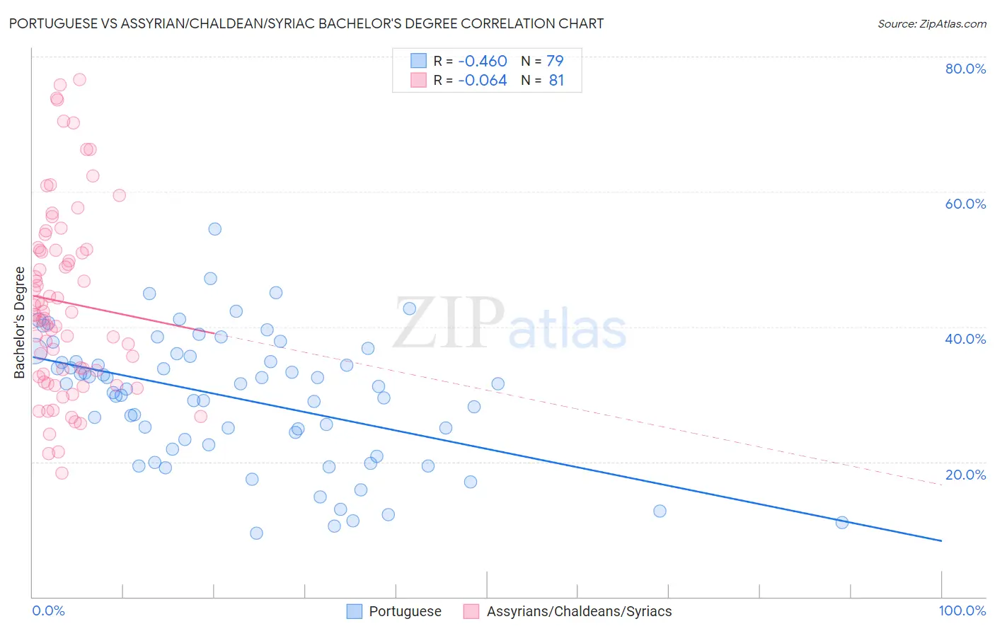 Portuguese vs Assyrian/Chaldean/Syriac Bachelor's Degree