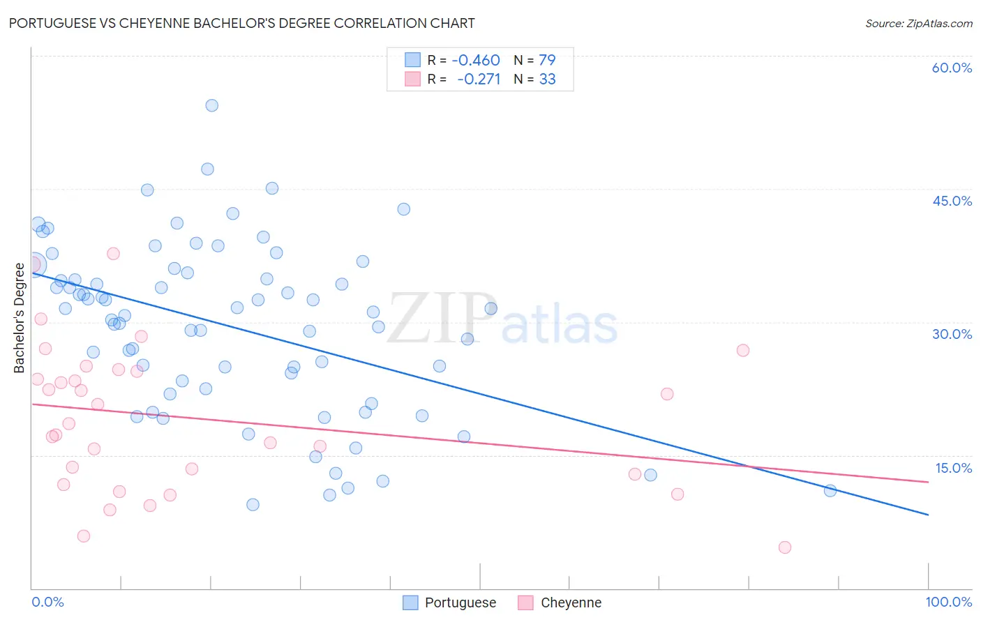 Portuguese vs Cheyenne Bachelor's Degree