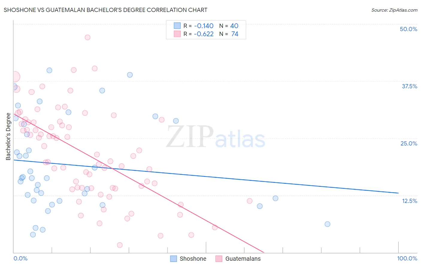 Shoshone vs Guatemalan Bachelor's Degree