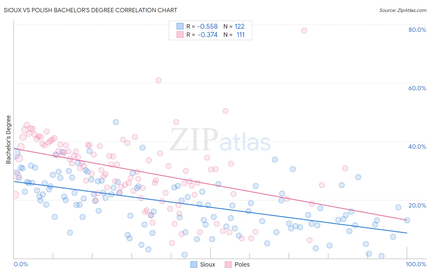 Sioux vs Polish Bachelor's Degree