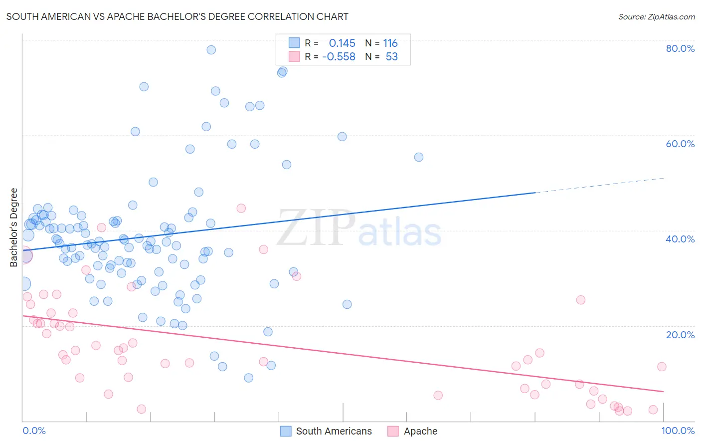 South American vs Apache Bachelor's Degree