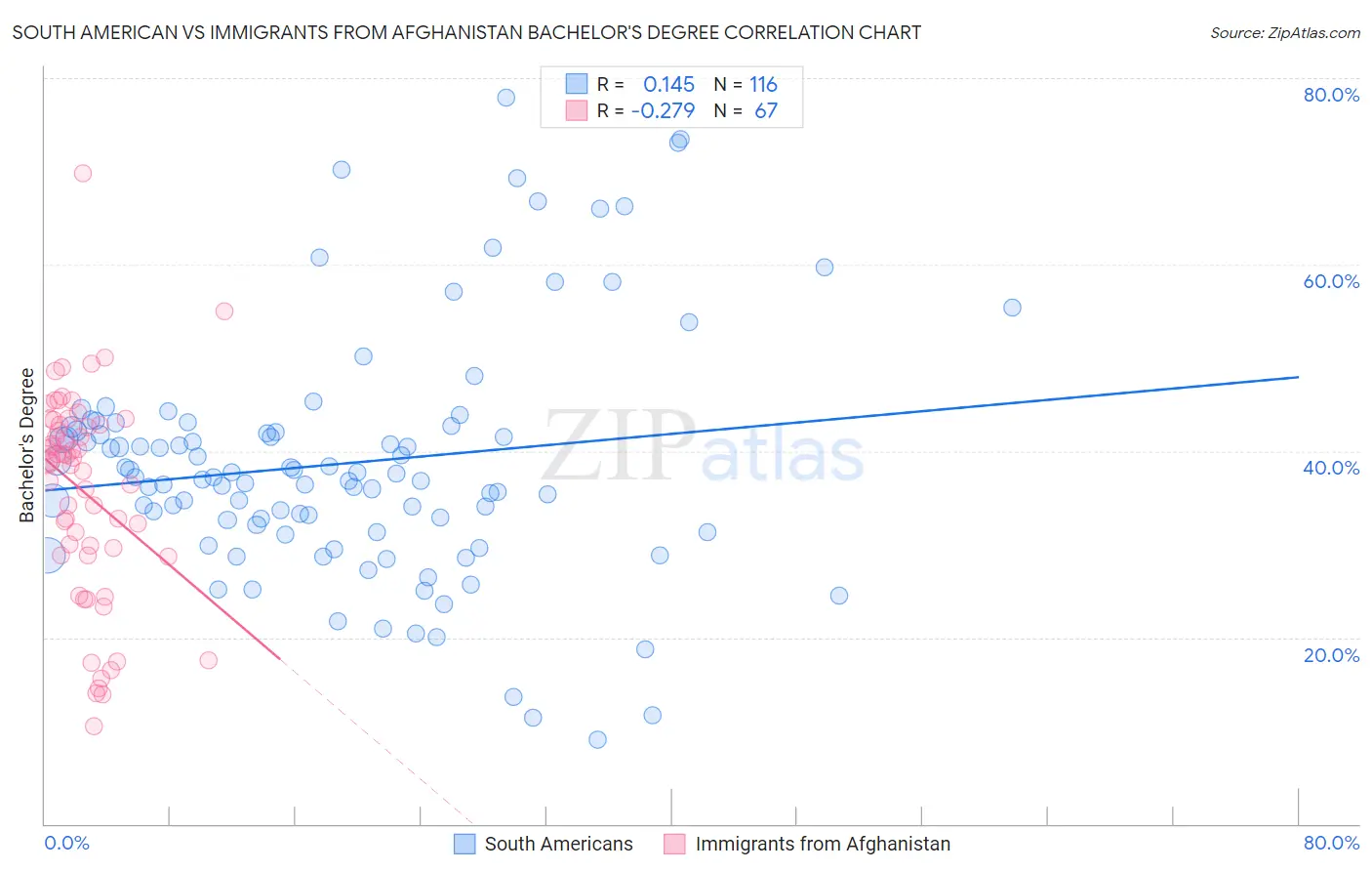 South American vs Immigrants from Afghanistan Bachelor's Degree