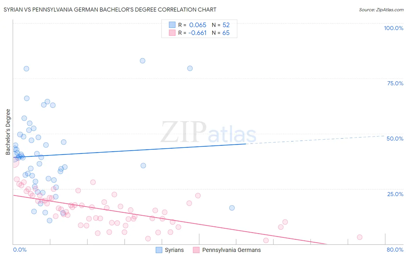 Syrian vs Pennsylvania German Bachelor's Degree