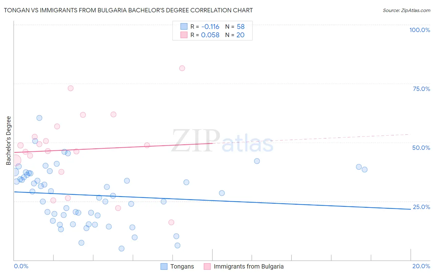 Tongan vs Immigrants from Bulgaria Bachelor's Degree