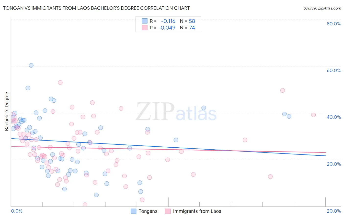 Tongan vs Immigrants from Laos Bachelor's Degree