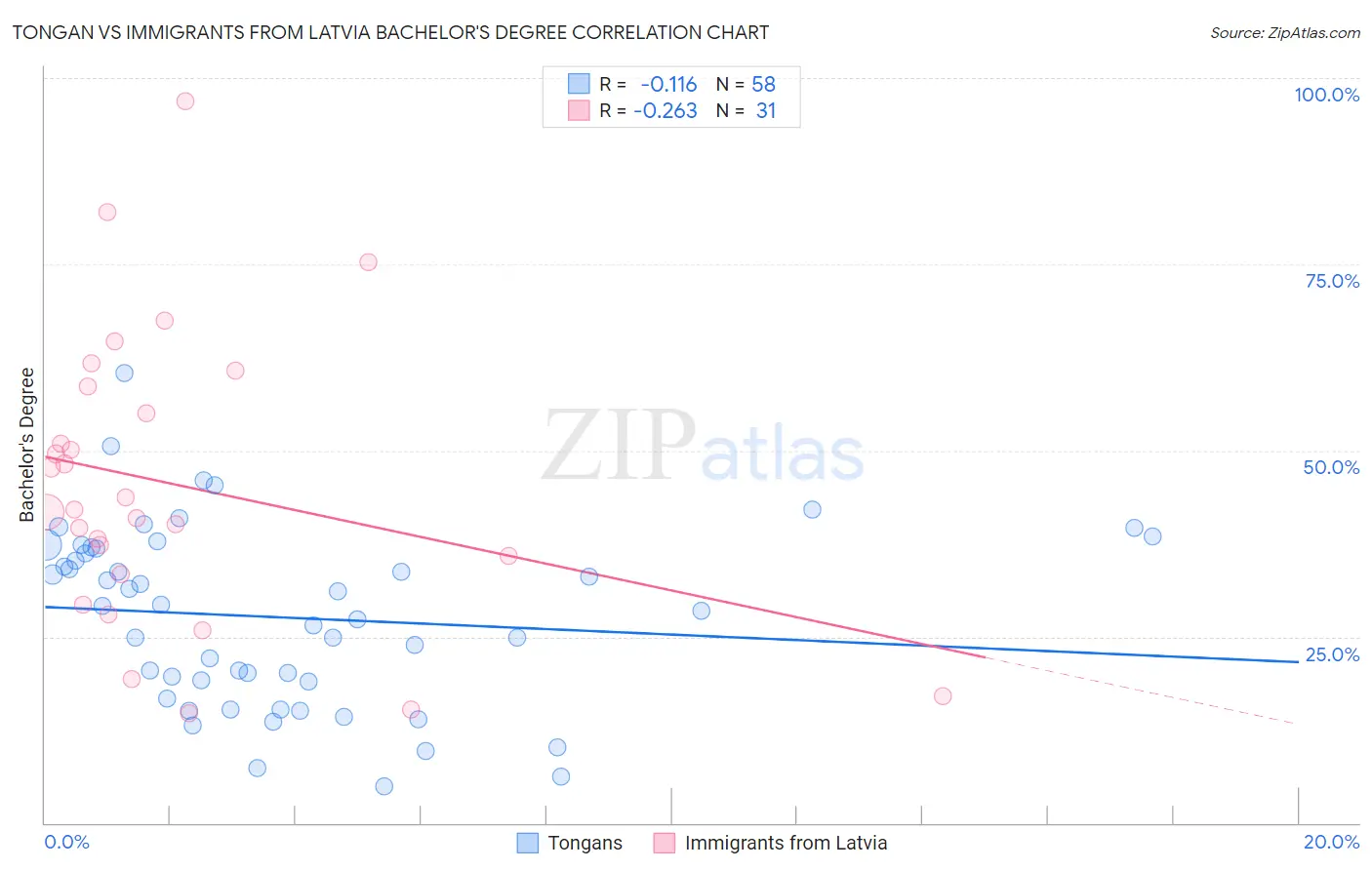 Tongan vs Immigrants from Latvia Bachelor's Degree