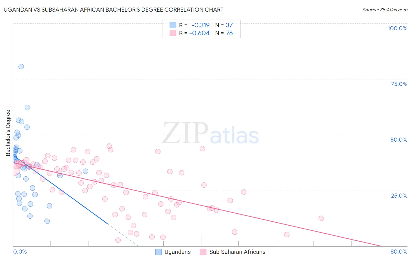 Ugandan vs Subsaharan African Bachelor's Degree
