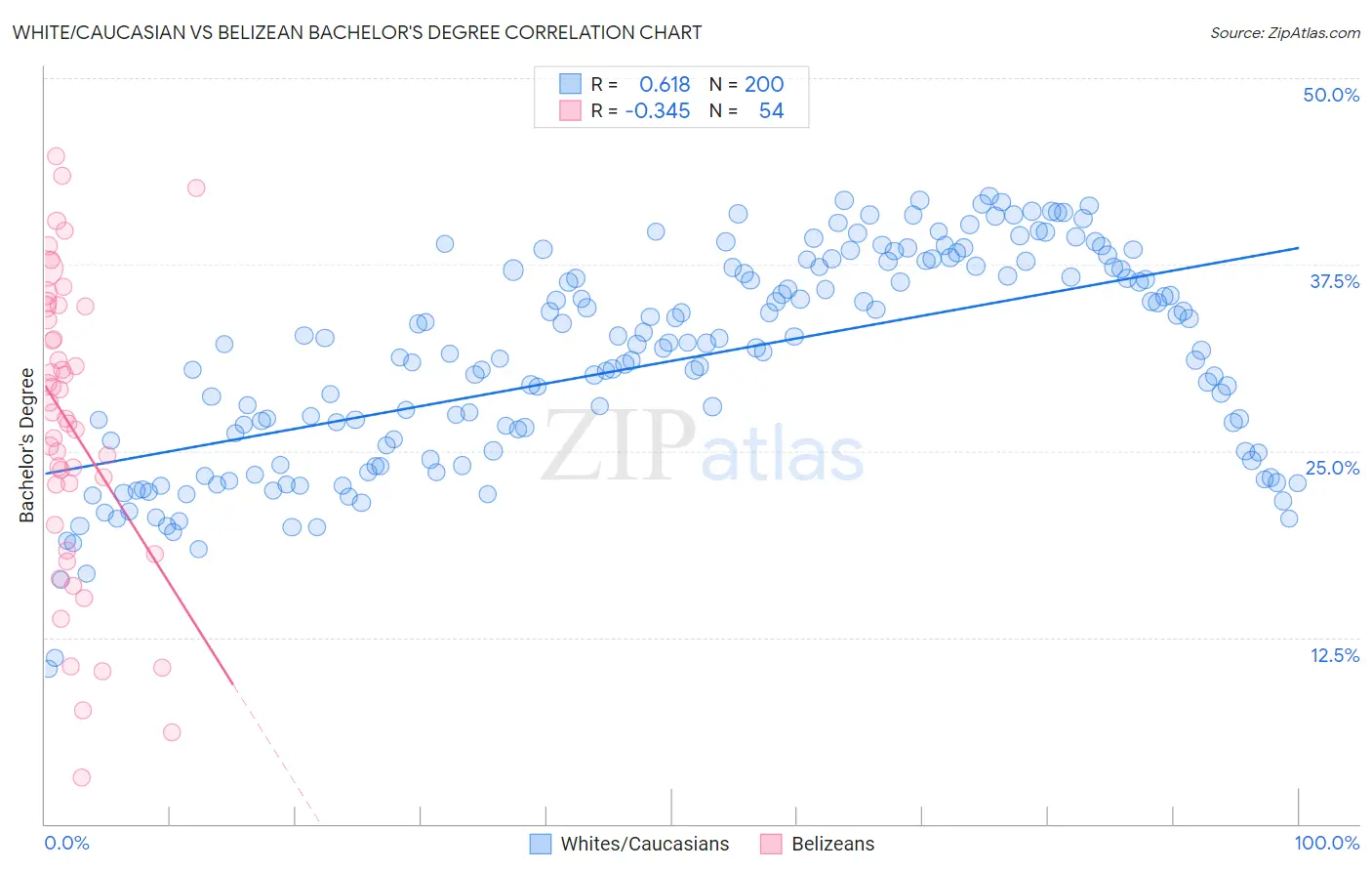White/Caucasian vs Belizean Bachelor's Degree