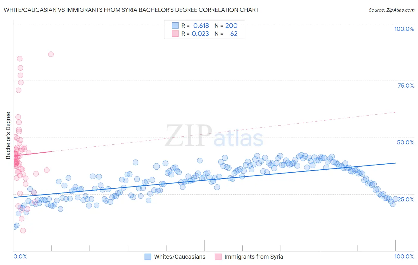 White/Caucasian vs Immigrants from Syria Bachelor's Degree