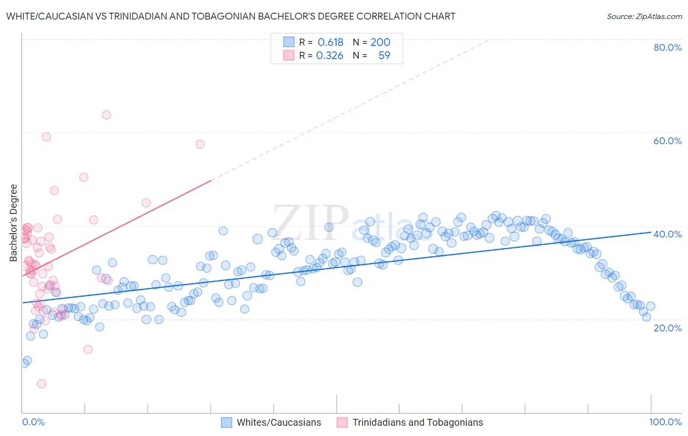 White/Caucasian vs Trinidadian and Tobagonian Bachelor's Degree